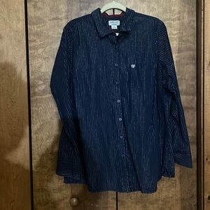 Blue/silver stripe ariat western shirt